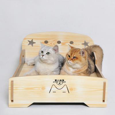 China E1 Sustainable Standard OSB Customized Wooden Cat Bed Moisture Proof Pet Bed Eco-Friendly Durable Luxury for sale