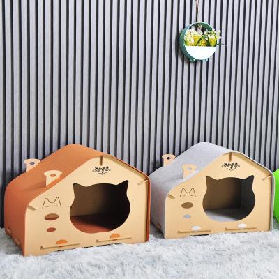 China E1 Sustainable Standard OSB Customized Pet House Fireplace Cat House Cat Nest Cat Tree Hole Luxury Eco-friendly Durable for sale