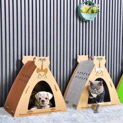 China E1 Sustainable Standard OSB Customized Triangle Eco-Friendly Luxury Durable Cat Wooden House for sale