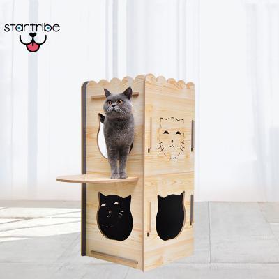 China E1 Sustainable Standard OSB Customized Flatpack Pet House Luxury Durable Eco-Friendly Dog Cat Wooden Bunk Beds for sale