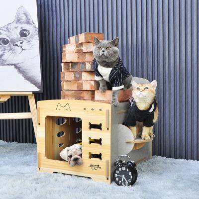 China Wooden Cat House E1 Level OSB Pet Cage With Various Specifications Viable Wooden Cat Imperial for sale