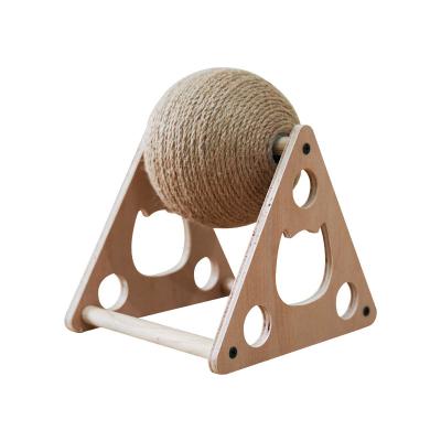 China Large Viable Solid Wooden Cat Scratch Ball Sisal Rope Pet Triangle Toy Cat Grinding Paws Climbing Frame Interactive for Cat for sale