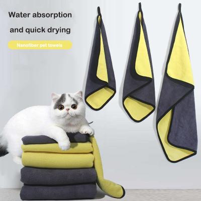 China Nano Stocked Fiber Dog Cat Care Products Dog Towel Robe Pet Thickening Towel Non Shedding Instant Absorbent Microfiber for sale