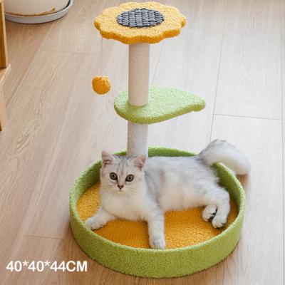 China 2022 New Style Sisal Sunflower Cat Scratching Wood Post Tree Tower Multifunctional Luxury Stored Bedroom for sale