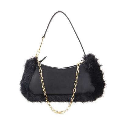 China High Quallity Ladies Designer Winter Fur Handbag Purse For Women Luxury Plush Handbag Woman Bag 2023 New Design Winter chains Shoulder Bags for sale