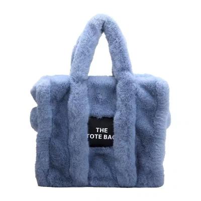 China Light Weight 2023Fashion Designer Wholesale Fluffy Warmer Faux Fur Tote Bag For Women Girls Purse Handbag Crossbody Plushy Soft Shoulder Bags for sale