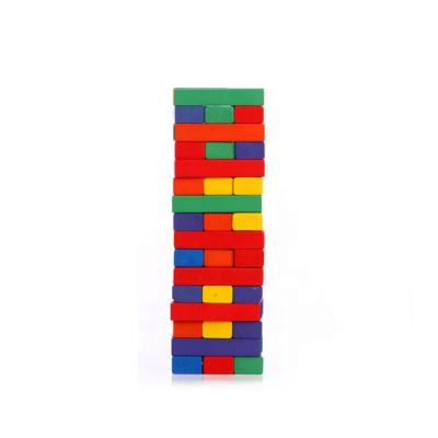 China Eco-friendly Material 51 Piece Kids Wooden Board Games Stacking Tower And Tumbling Colorful Premium Dice Blocks Quality Set for sale