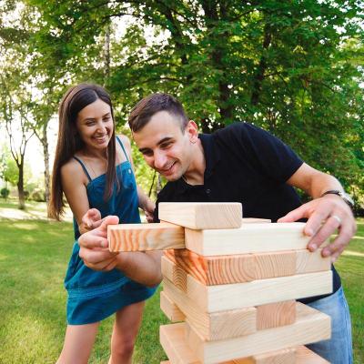 China Tall Classic Collapsing Wooden Tower Building Toy Custom Giant Blocks Game Big Outdoor Stacking Blocks Timber Sets for sale