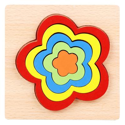 China Intelligence Developing Kids Puzzle Toy Gift Wooden 3D Puzzle Colorful Board Early Educational Toys For Children for sale