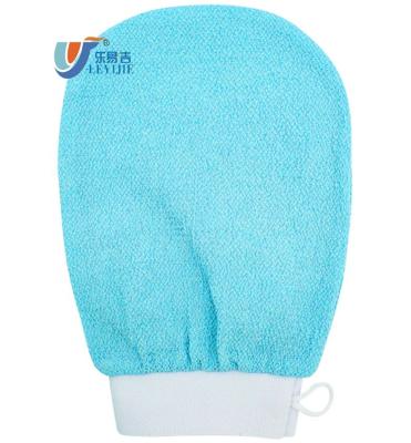 China EXFOLIATE Free Samples 150D Plain Squishy Moroccan Bath Glove Body Exfoliating Glove Hotel Bath Glove for sale