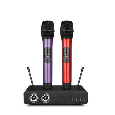 China Handheld Microphone Drop Shipping Colorful Handheld Microphone Frequency Chosen Cheap Karaoke UHF Wireless Microphone for sale