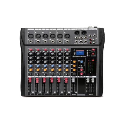 China DELAY/REPEAT/GAIN/Consoler USB 6 Channel Audio Digital Professional Audio Mixer Radio HI LOW BT Live Mixer for sale