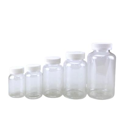 China Custom Clear Plastic Medicine PET Round Capsule Pill Vial Pharmaceutical Bottle With Screw Cap for sale