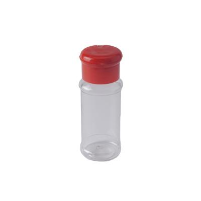 China 100ml Empty PET Plastic Spice Food Shaker Powder Container Pepper Seasoning Bottles Plastic Spice Jar With Flip Cap for sale