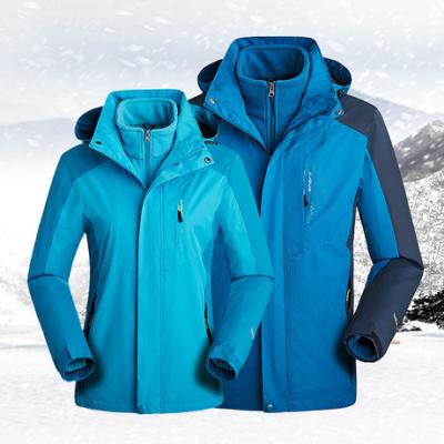 China Waterproof Men And Women Winter Shear Deep 3 In 1 Two Piece Removable Plus Size Jacket for sale