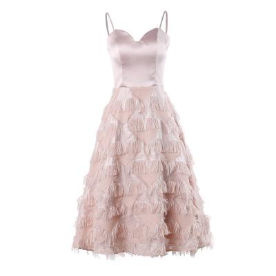 China Anti-wrinkle fashion summer dinner host pink party dress skirt banquet fantasy princess dress for sale