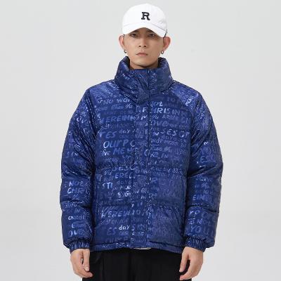 China Plus Size Bubble Jacket Men Padded Coats Bubble Stripper All Over Print Letter Bubble Stripper Mens Jacket for sale