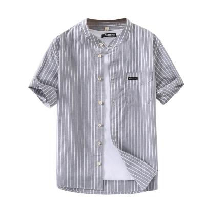 China Anti-pilling 2021 new summer men's short sleeve cotton stripe shirts for men casual for sale