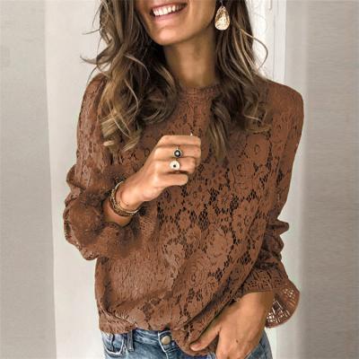 China Newest Stylish Anti-wrinkle Shirts Lace Up Hollow Lantern Long Sleeve Blouses Women's Clothing for sale