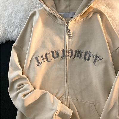 China wholesale Anti-wrinkle full zip unisex hoodie letter embroidery men or women's hoodies and sweatshirts for sale