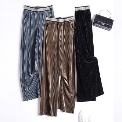 China Anti-Wrinkle 2022 Spring Softer Elastic Wide Leg Women Casual Wide Leg Pants Trousers Custom for sale