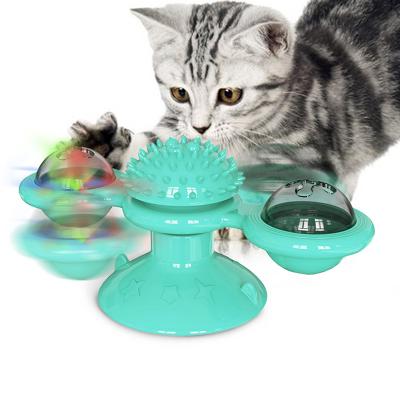 China New Product Spinning Windmill Toy Pet Funny Cat Toy Stocked Butterfly Spins Windmill Cat Toy for sale