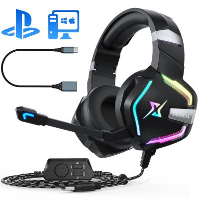 China Wholesale wired 7.1 gaming headset  virtual channel with RGB light noise cancelling gaming headset headphone for sale