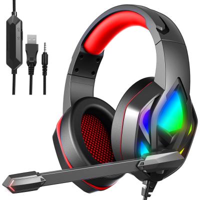 China H100 head-mounted gaming headset dual noise reduction microphone with RGB lighting Compatible with computer xbox one ps4 for sale