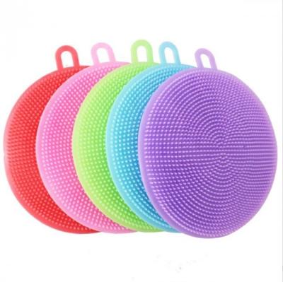 China Double-side Circular Bowl Dish Washing Brush Silicone Cleaning Brush for Kitchen Cleaning for sale