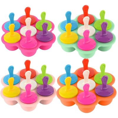 China Voedingsmiddelenkwaliteit Silicone ijsvorm 7 Hole Popsicle DIY ijsdoos Silicone Popsicle Mold Te koop