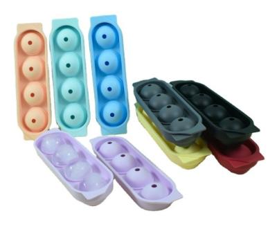 Chine Tâche à glaçons en silicone moules cristallins clairs 4 cavité Portable Boule ronde sphère fabricant à vendre