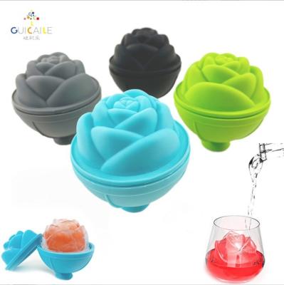 China Ice Cream Tools Rose Flower Shape Silicone Mold Ice Box Ice Ball Silicone Face Ice Roller for sale