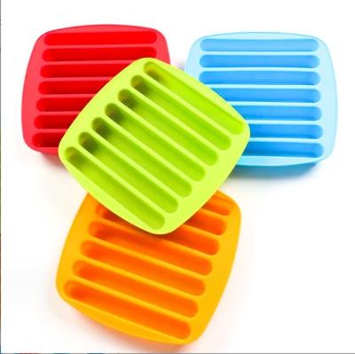 China Multiple-color Ice Stick Mould 7 Cavity Silicone Biscuits Chocolate Mold Ice Cube Tray for sale