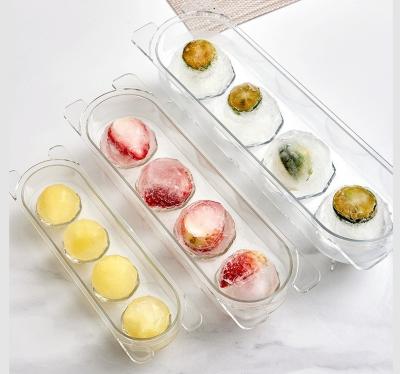 China Ball Ice Box 4 pcs PET Plastic Food Grade Fancy Ice Cube Tray For Kitchen Accessories for sale