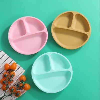 China Silicone Kids Tableware Plate With Suction Cup Dinnerware Type Plate Production for sale