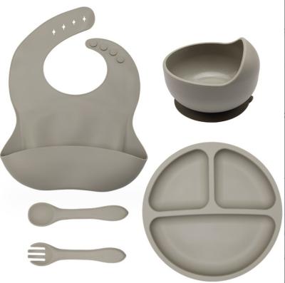 China Food Grade Silicone Baby Plate Set Top Seller Newborn Gift Set with None Design Style for sale