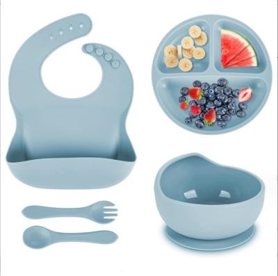 China Food Grade Silicone Bowl and Spoon Set for Baby Feeding No Design Style Easy to Clean for sale