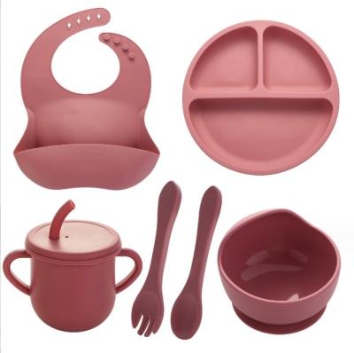 China Nachhaltiges Silikon-Babyspeisen Set BPA-freie Löffel Bibs Platte kundenspezifischer Design Stil zu verkaufen