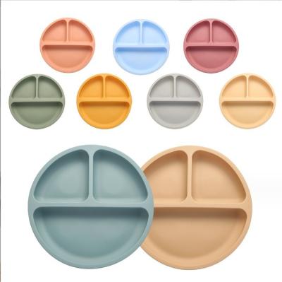 China Soft Food Grade Silicone Baby Feeding 3 Divided Plate for Kids Design Style None for sale