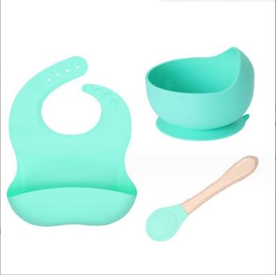 China Get Your Silicone Feeding Set Plate Bowl Bib and Spoon for Your Little One's Mealtime for sale