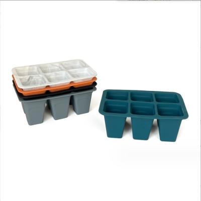 中国 6cells Silicone Plastic Nursery Tray Squares Flower Pots Planters for Garden Finishing 販売のため