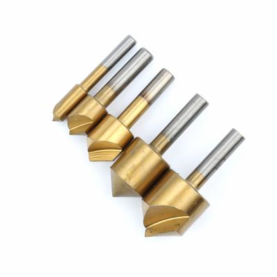 China Wood Drilling Taper Deburring Countersinker Titanium Coated 5 Flutes HSS Countersink Chamfer Drill Bit for sale