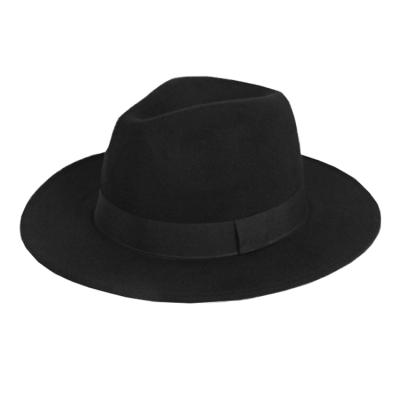 China Picture Winter Warm Custom Design Your Own Felt Hat 100% Wide Brim Black Wool Flat Fedora For Female Women for sale