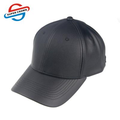 China COMMON Custom Service White 6 Panel Hat Unisex OEM Winter Hat Black Leather Baseball Cap for sale