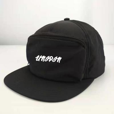 China Custom JOINT Adjustable 6 Panel Snapback Caps Hat With Front Zipper Pocket for sale