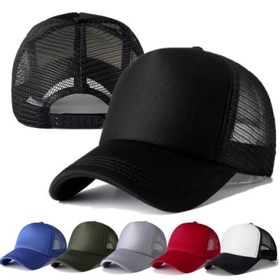 China Custom Logo Printed Summer Promotional 5 Panel Trucker Hat Plain COMMON Trucker Hat Blank Mesh Trucker Hat for sale