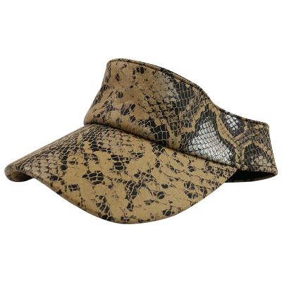 China Fashion\Comfortable\Durable New Arrival PU Visor Hats Vintage Snakeskin Pattern Sun Visor Hat For Women Men Streetwear for sale