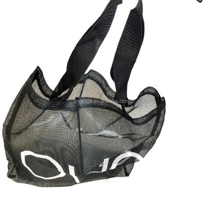 China Fashional Large Capacity Silk Screen Printing Mesh Tote Beach Tote Bag For Grocery for sale