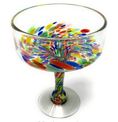 China Viable Hand Margarita Glasses Confetti Carmen Swollen 16 oz for sale