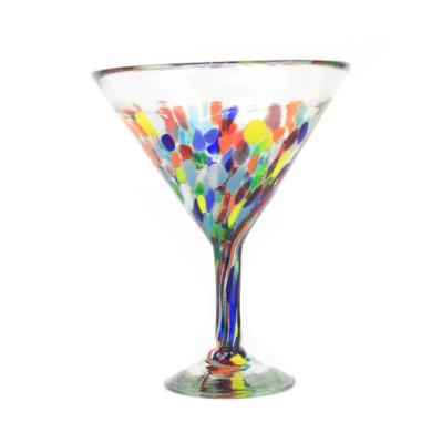 China 14 oz Sustainable Hand Blown Colorful Confetti Martini Glasses for sale